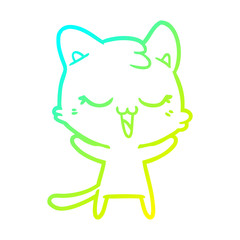 cold gradient line drawing happy cartoon cat