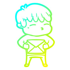 cold gradient line drawing cartoon curious boy