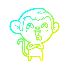 cold gradient line drawing crazy cartoon monkey