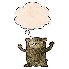 cute cartoon bear and thought bubble in grunge texture pattern style