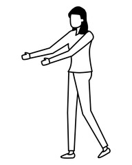 woman character standing female on white background