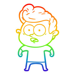 rainbow gradient line drawing cartoon staring man