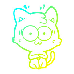 cold gradient line drawing cartoon surprised cat