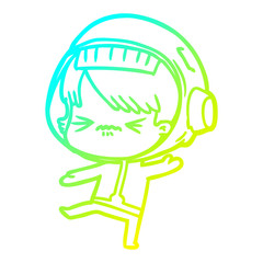 cold gradient line drawing angry cartoon space girl