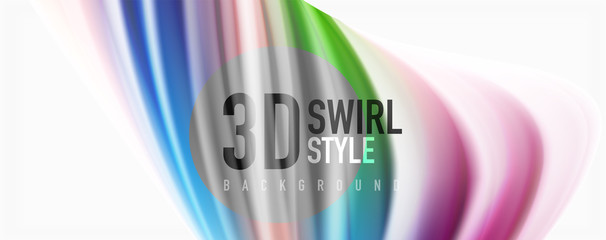 Modern techno Fluid color flow on white colorful poste. Art for your design