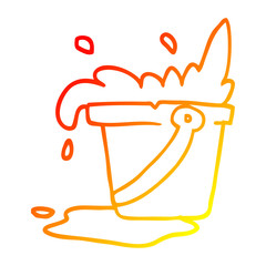 warm gradient line drawing cartoon bucket of water
