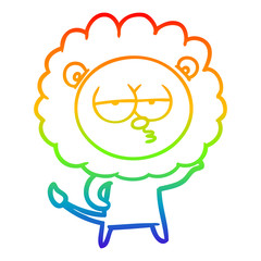 rainbow gradient line drawing cartoon bored lion