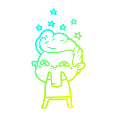 cold gradient line drawing cartoon excited man