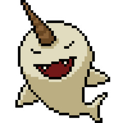 vector pixel art narwhale © Saphatthachat