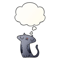 cartoon cat and thought bubble in smooth gradient style