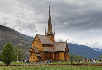 Fototapeta na wymiar Stave church of Lom in Norway