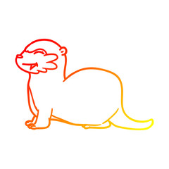 warm gradient line drawing laughing otter cartoon