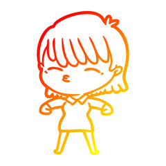 warm gradient line drawing cartoon woman