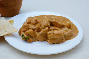 Chicken fillet in walnut sauce with spices (kharcho). Kharcho is a popular dish in Georgian cuisine