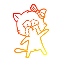 warm gradient line drawing cartoon cat