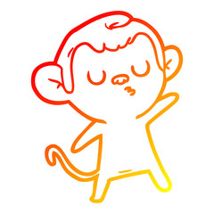 warm gradient line drawing cartoon monkey
