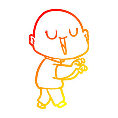 warm gradient line drawing happy cartoon bald man
