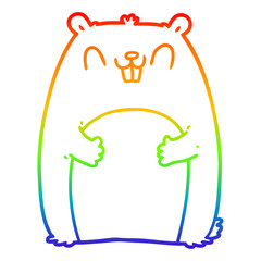 rainbow gradient line drawing cartoon happy gopher