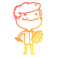 warm gradient line drawing cartoon peaceful man