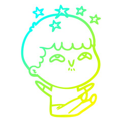 cold gradient line drawing cartoon amazed boy