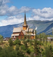 Fototapeta na wymiar Stave church of Lom in Norway