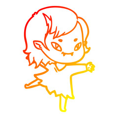 warm gradient line drawing cartoon friendly vampire girl