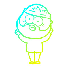 cold gradient line drawing cartoon bearded man