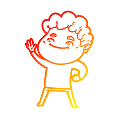 warm gradient line drawing cartoon friendly man