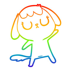 rainbow gradient line drawing cute cartoon dog