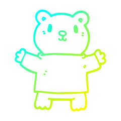 cold gradient line drawing cartoon teddy bear
