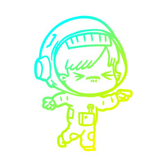 cold gradient line drawing angry cartoon space girl