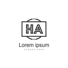 Initial HA logo template with modern frame. Minimalist HA letter logo vector illustration