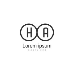 Initial HA logo template with modern frame. Minimalist HA letter logo vector illustration