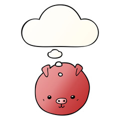 cartoon pig and thought bubble in smooth gradient style