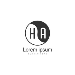 Initial HA logo template with modern frame. Minimalist HA letter logo vector illustration
