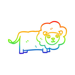 rainbow gradient line drawing cartoon lion
