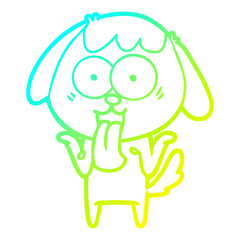 cold gradient line drawing cute cartoon dog