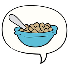 cartoon cereal bowl and speech bubble