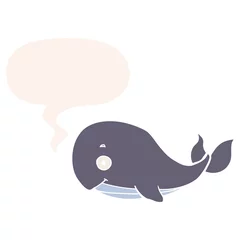 Wall murals Whale cartoon whale and speech bubble in retro style
