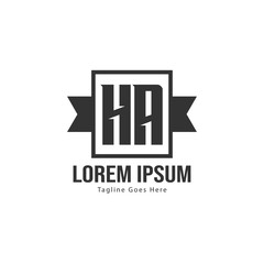 Initial HA logo template with modern frame. Minimalist HA letter logo vector illustration