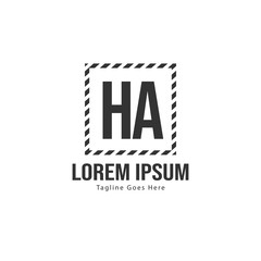 Initial HA logo template with modern frame. Minimalist HA letter logo vector illustration