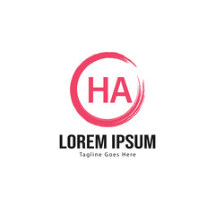 Initial HA logo template with modern frame. Minimalist HA letter logo vector illustration