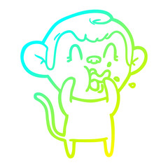 cold gradient line drawing crazy cartoon monkey