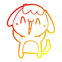 warm gradient line drawing cute cartoon dog