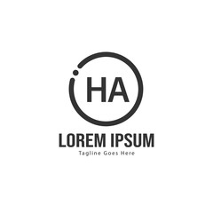 Initial HA logo template with modern frame. Minimalist HA letter logo vector illustration