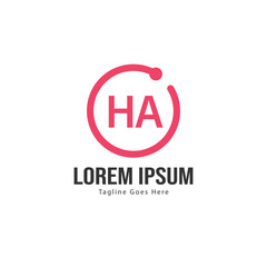Initial HA logo template with modern frame. Minimalist HA letter logo vector illustration