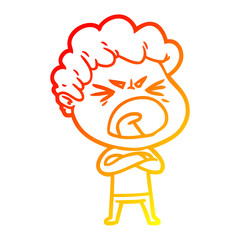 warm gradient line drawing cartoon furious man