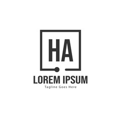 Initial HA logo template with modern frame. Minimalist HA letter logo vector illustration
