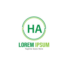 Initial HA logo template with modern frame. Minimalist HA letter logo vector illustration