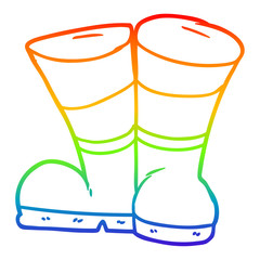 rainbow gradient line drawing wellington boots cartoon